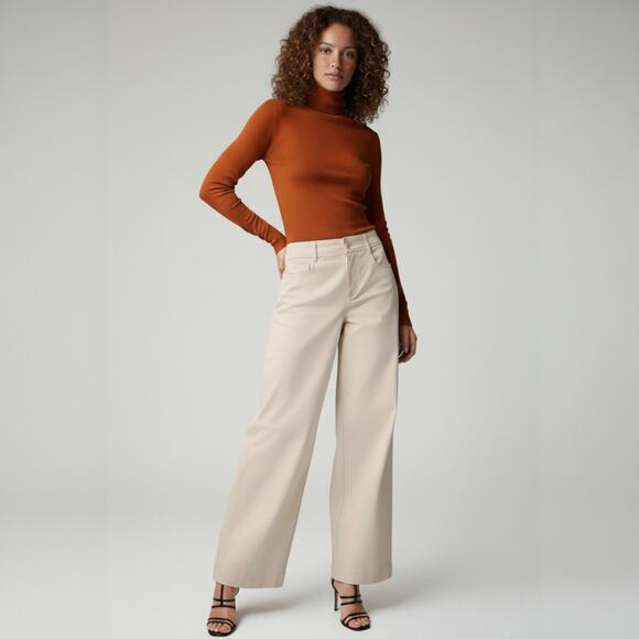ALO Yoga Wanderlust Wide Leg Trouser in Oat Milk Size Medium - Picture 1 of 8